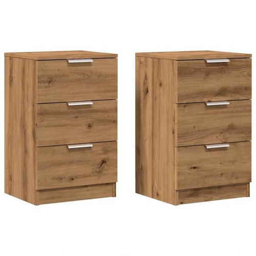Sengeborde 2 stk. med 3 skuffer 40 x 36 x 65 cm - kunsteg
