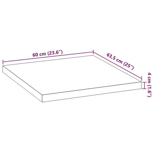 Køkkenbordplade 60x63,5x4 cm massivt egetræ rektangulær