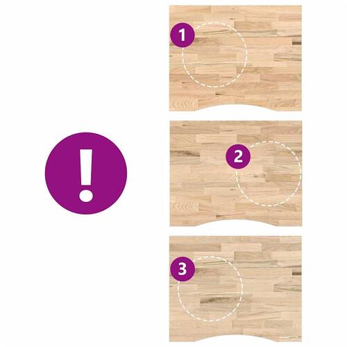 Bordplade ubehandlet 100x80x2,5 cm massivt egetræ rektangulær
