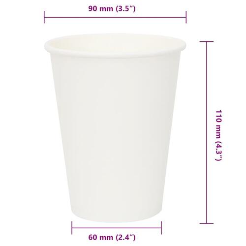 Kaffekopper af papir 1000 stk. 12oz 300ml hvid