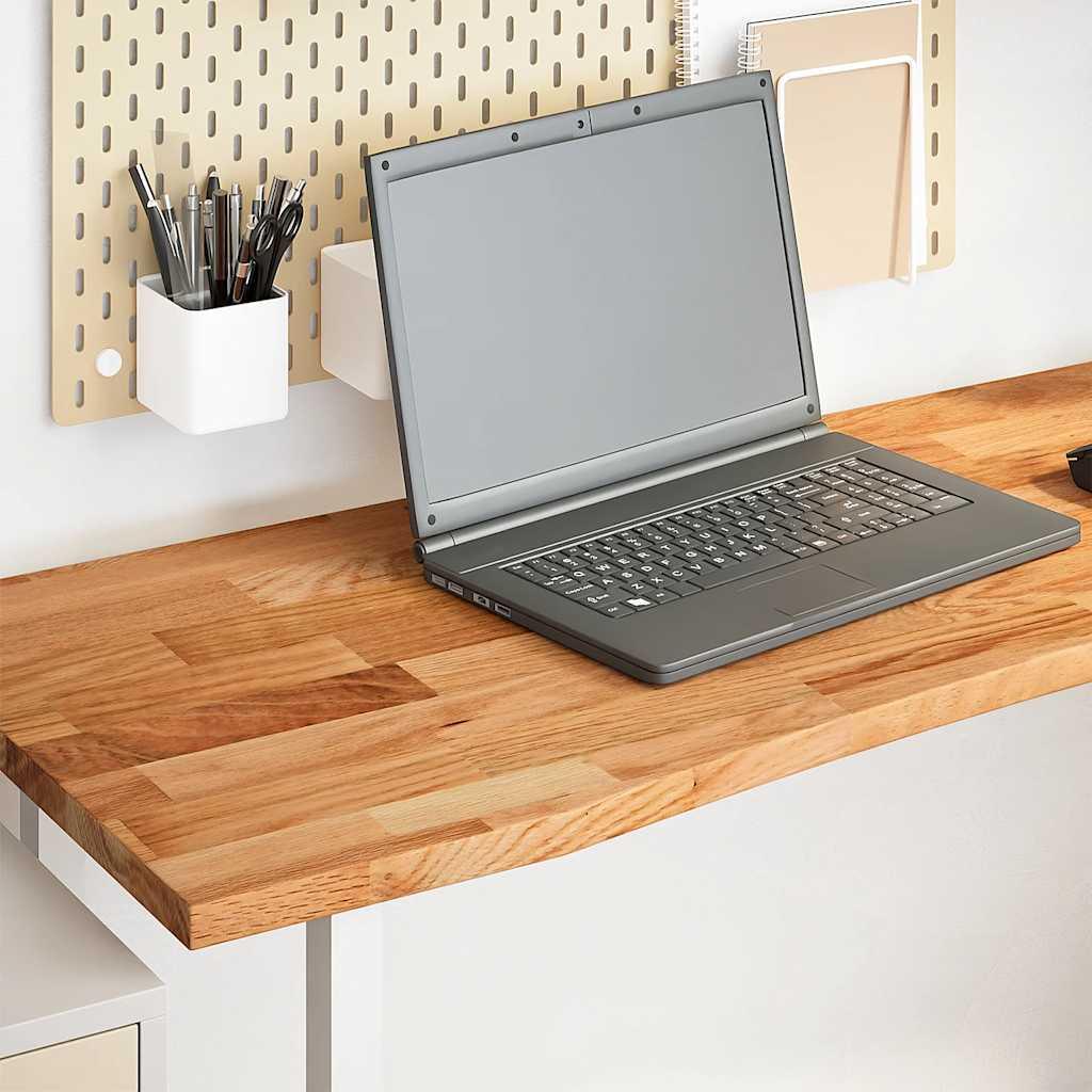 Bordplade 160x50x2,5 cm massivt egetræ rektangulær lysebrun