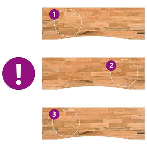 Bordplade 160x50x2,5 cm massivt egetræ rektangulær lysebrun