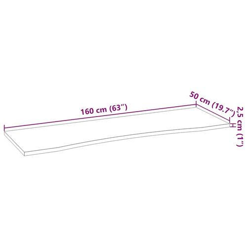 Bordplade 160x50x2,5 cm massivt egetræ rektangulær lysebrun