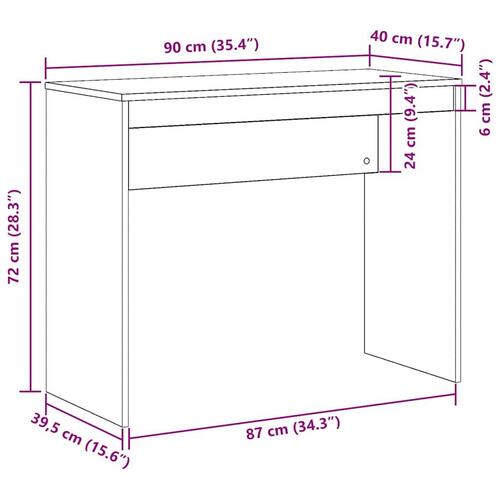Skrivebord 90x40x72 cm konstrueret træ kunsteg