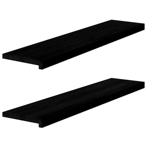 Vindueskarme 2 stk mørkebrun 110x25x2 cm massivt egetræ