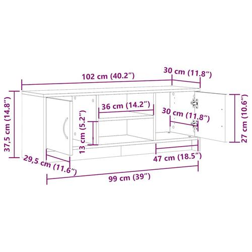 Tv-bord 102x30x37,5 cm konstrueret træ kunsteg