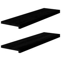 Vindueskarme 2 stk mørkebrun 90x30x2 cm massivt egetræ
