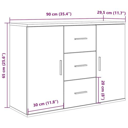 Skænk 90x29,5x65 cm konstrueret træ antikt trælook