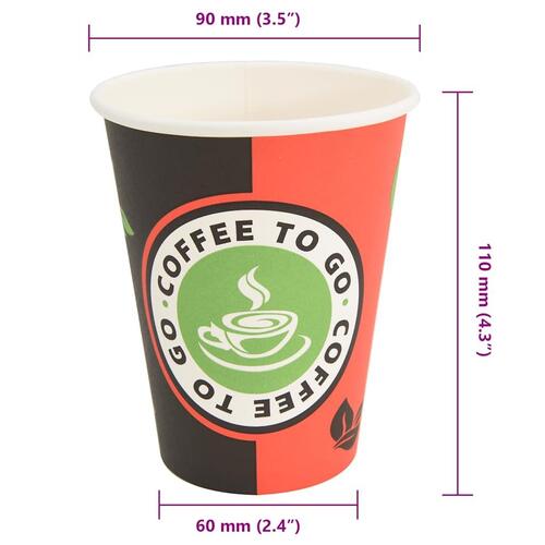 Papirkaffekopper 1000 stk. 12oz 300ml rød og sort