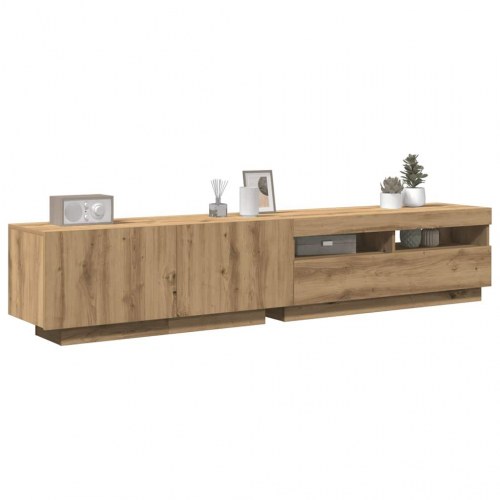 Tv-bord med LED-lys - 200×35×40 cm i konstrueret træ, kunsteg
