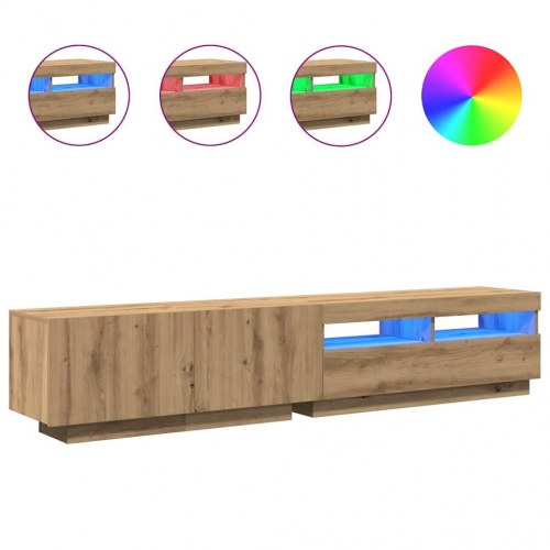 Tv-bord med LED-lys - 200×35×40 cm i konstrueret træ, kunsteg