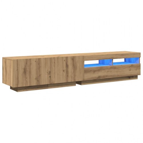 Tv-bord med LED-lys - 200×35×40 cm i konstrueret træ, kunsteg