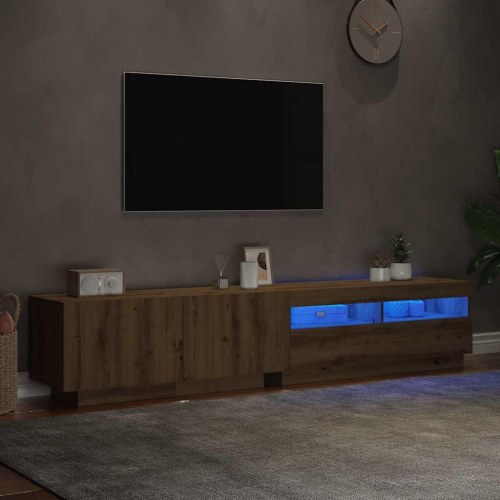 Tv-bord med LED-lys - 200×35×40 cm i konstrueret træ, kunsteg