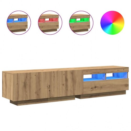 Tv-bord med LED-lys 180×35×40 cm i konstrueret træ - kunsteg