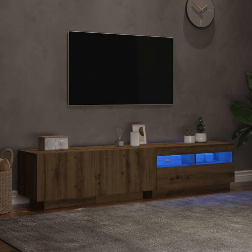Tv-bord med LED-lys 180×35×40 cm i konstrueret træ - kunsteg