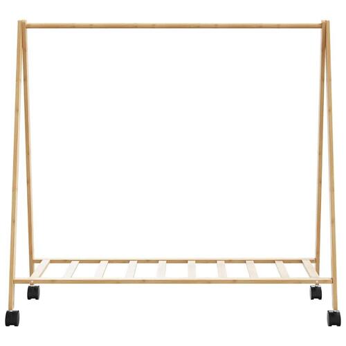 Tøjstativ med hylder og hjul 106x34x106,5 cm bambus