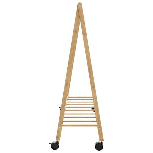 Tøjstativ med hylder og hjul 106x34x106,5 cm bambus