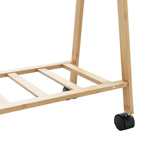 Tøjstativ med hylder og hjul 106x34x106,5 cm bambus