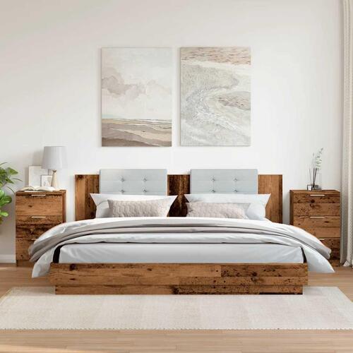 Sengeborde 2 stk. 40x36x65 cm konstrueret træ gammelt trælook