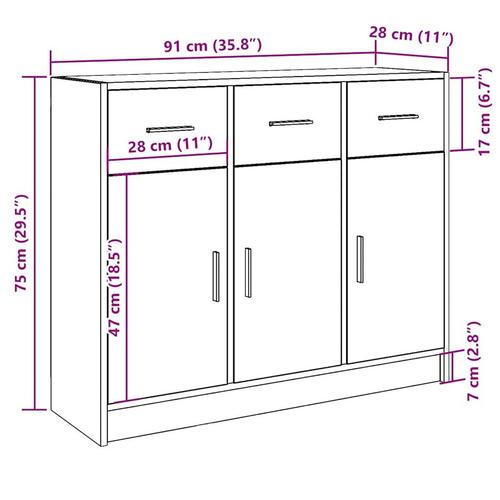 Skænk 91x28x75 cm konstrueret træ antikt træ