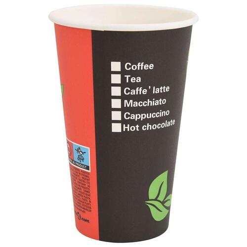 Papirkaffekopper 1000 stk. 16oz 400ml rød og sort