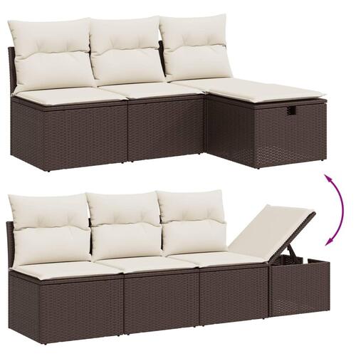 Sofasæt til haven 9 dele med hynder polyrattan brun