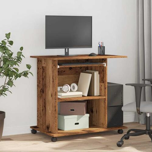 Computerbord 80x50x75 cm spånplade antikt træ