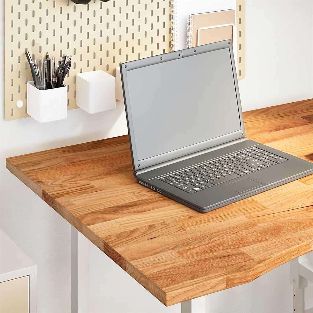 Bordplade 100x80x2,5 cm massivt egetræ rektangulær lysebrun