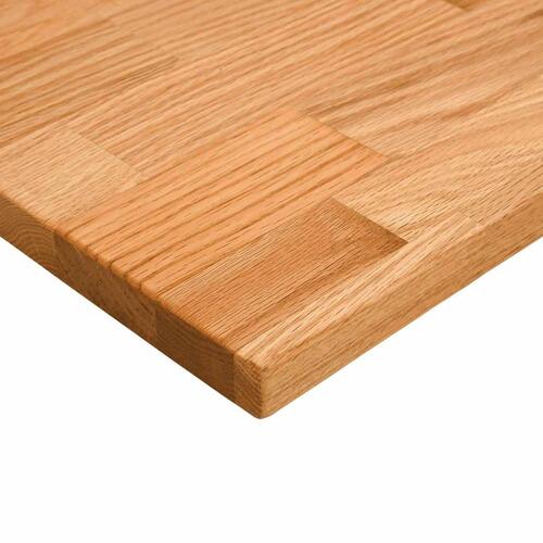 Bordplade 100x80x2,5 cm massivt egetræ rektangulær lysebrun