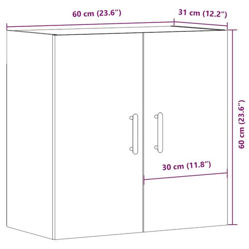 Vægskab 60x31x60 cm konstrueret træ antikt træ