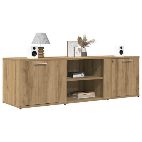 Tv-bord i egetræsfarve - 120 × 34 × 37 cm, konstrueret træ