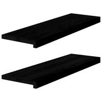 Vindueskarme 2 stk mørkebrun 80x25x2 cm massivt egetræ