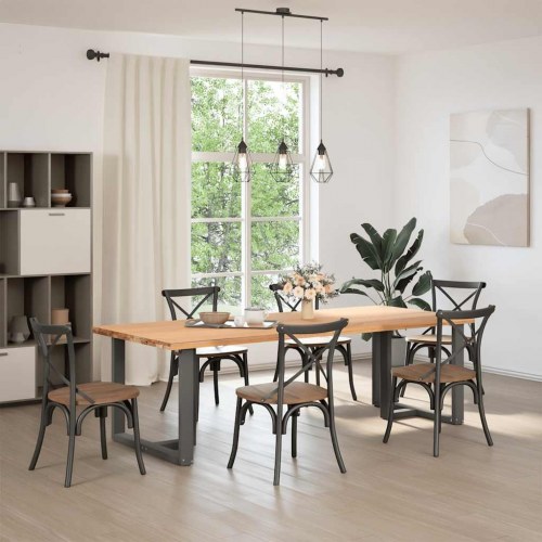 T-formede spisebordsben 2 stk. - antracit stål 90×35×(72-73) cm