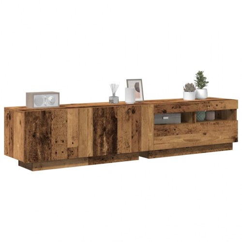 Tv-bord med LED-lys 180×35×40 cm - konstrueret træ, antikt træ