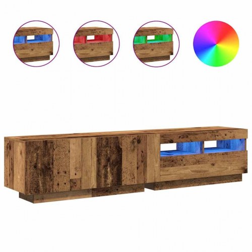 Tv-bord med LED-lys 180×35×40 cm - konstrueret træ, antikt træ