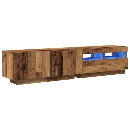 Tv-bord med LED-lys 180×35×40 cm - konstrueret træ, antikt træ