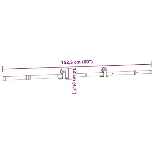 Skinnesæt til skydedør 152,5 cm - stål, sort
