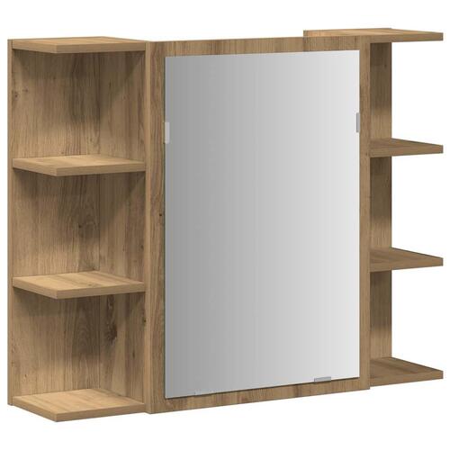 Badeværelsesskab med spejl 80x20,5x64 cm konstrueret træ