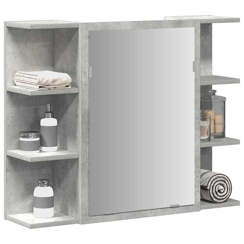 Badeværelsesskab med spejl 80x20,5x64 cm spånplade betongrå
