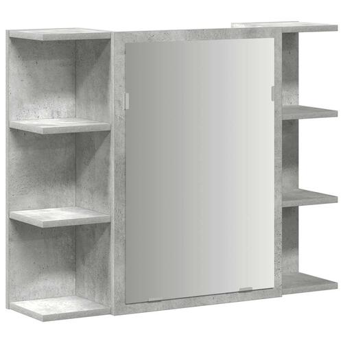 Badeværelsesskab med spejl 80x20,5x64 cm spånplade betongrå