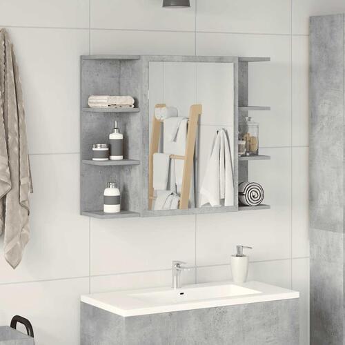 Badeværelsesskab med spejl 80x20,5x64 cm spånplade betongrå