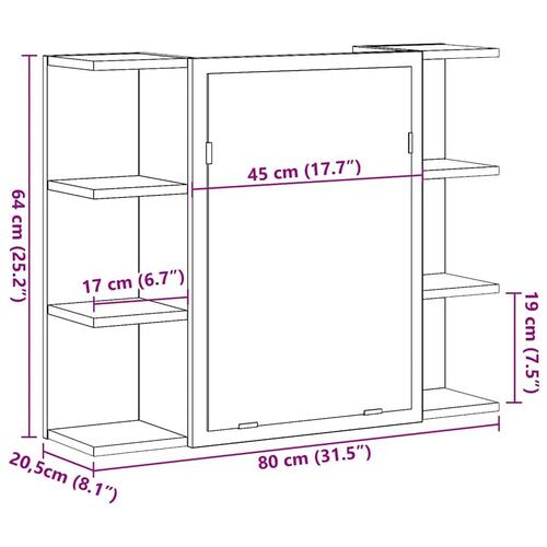 Badeværelsesskab med spejl 80x20,5x64 cm spånplade betongrå