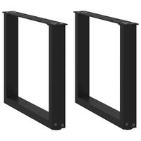 Sofabordben U-formet 2 stk. 50x(42-43) cm stål sort