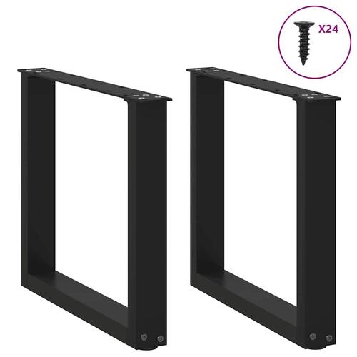 Sofabordben U-formet 2 stk. 50x(42-43) cm stål sort