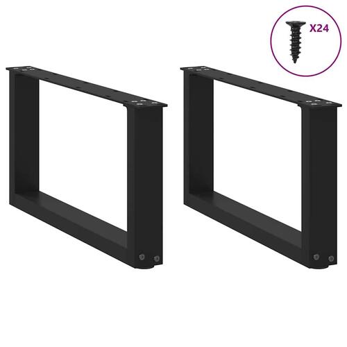 Sofabordben U-formet 2 stk. 60x(30-31) cm stål sort