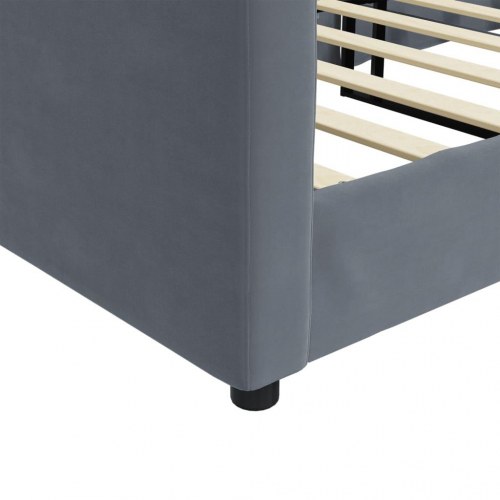 Daybed 100×200 cm i velour - mørkegrå sovesofa med lamelbund