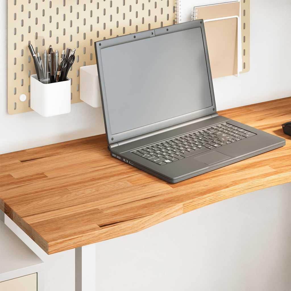 Bordplade 120x50x2,5 cm massivt egetræ rektangulær lysebrun