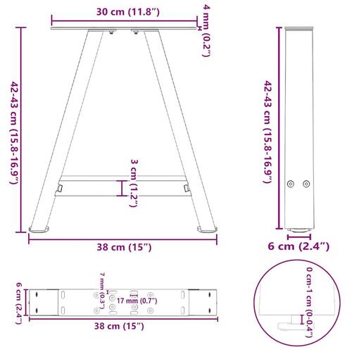 Sofabordben A-formet 2 stk 38x(42-43) cm stål sort