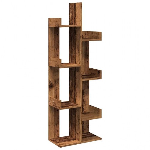 Bogreol i konstrueret træ - 48 × 25,5 × 140 cm, antikt træ