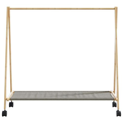 Tøjstativ med hylder og hjul 106x34x106,5 cm bambus